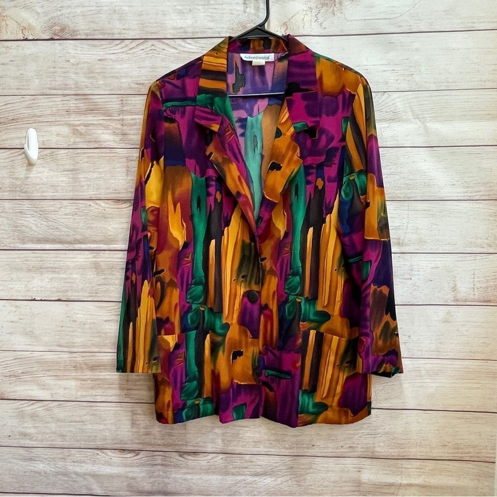 VINTAGE‎ RICHARD KRISTALL ABSTRACT PRINT BLAZER